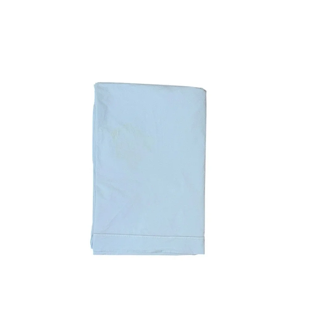 Vintage French Blue Flat Sheet 100% Cotton Baby Light Twin Size Bedding Stains